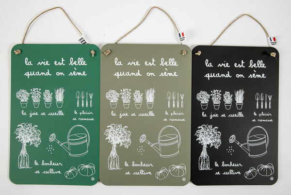 Panneau avec message la vie est belle quand nous semons