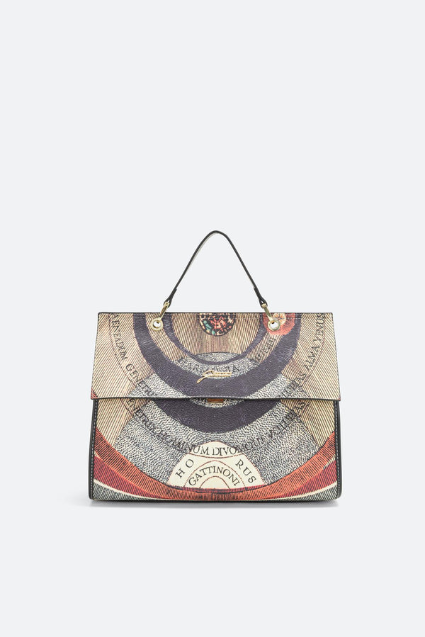 Handbag with Zip Planetarium Classic Leather Finish in Black