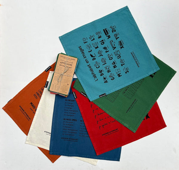 Set of 6 Table Napkins Learning While Eating