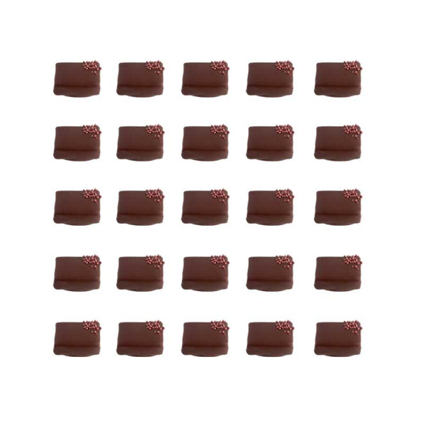 Rosalie au chocolat, purée de framboise sauvage enrobée de chocolat