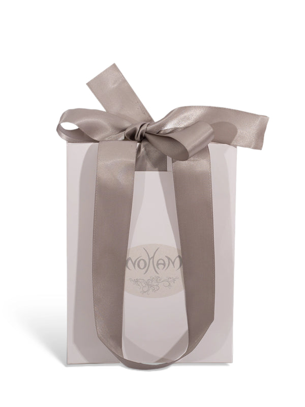 White Bag with Silver Ribbon