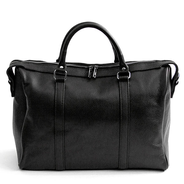 TRAVEL - Black Leather Duffle Bag