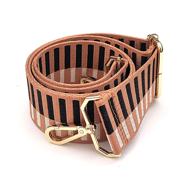 BRICK COLORED FABRIC AND LEATHER SHOULDER STRAP