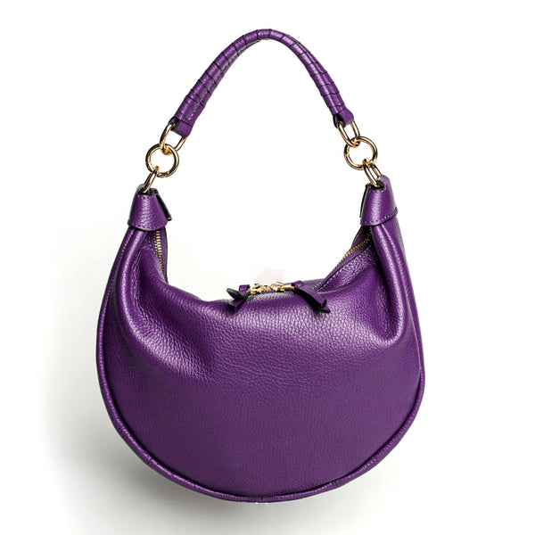 MADRID - Purple leather bag with crafted handle