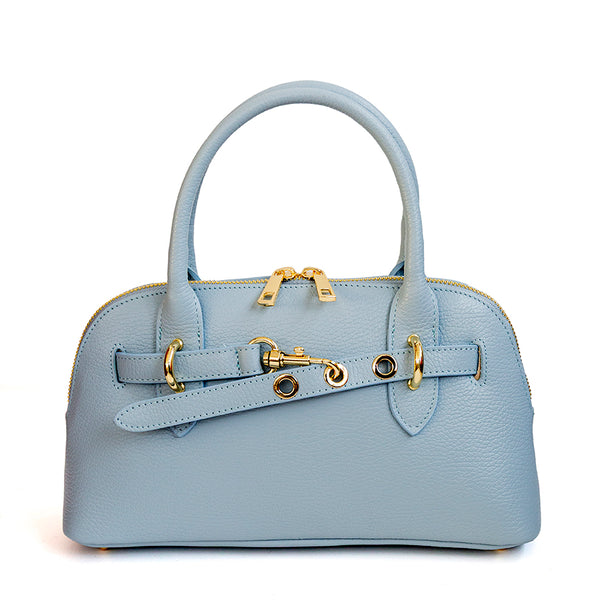 NORA SMALL - Bauletto in pelle con fibbia azzurro