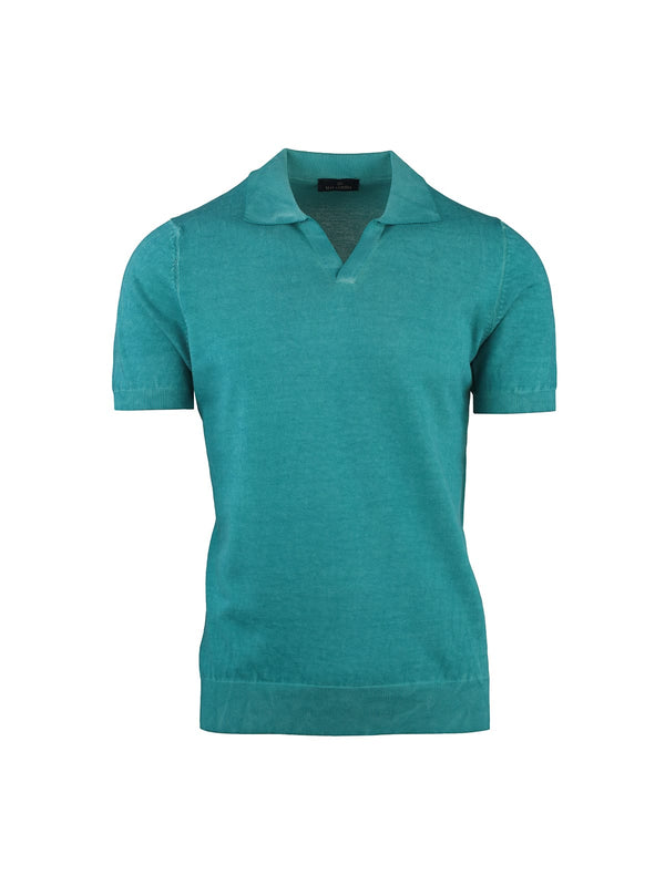 SHORT SLEEVE POLO WITH COLD DYE EFFECT