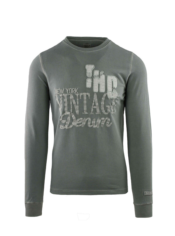 WASHED CREWNECK SWEATSHIRT WITH EMBROIDERY