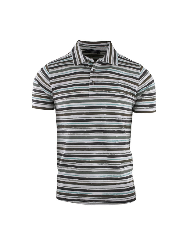 SHORT SLEEVE POLO IN MULTI-STRIPE JERSEY