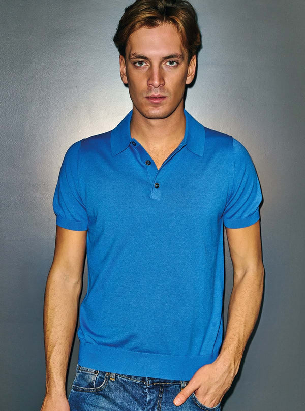 COTTON AND SILK SHORT SLEEVE POLO