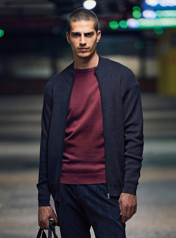 JACKET WITH ZIP ENGLISH KNIT WORK