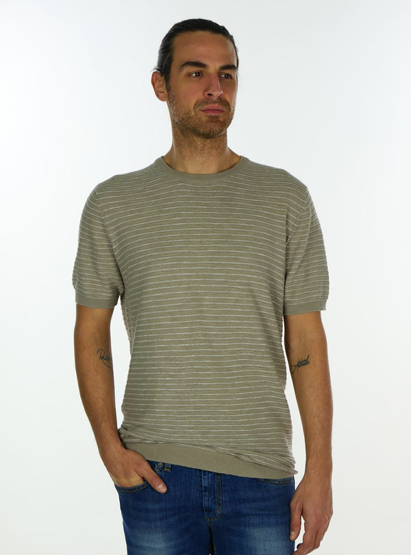 SHORT SLEEVE CREW NECK WITH STRIPES LINKS