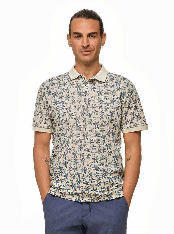 SHORT SLEEVE POLO IN PIQUET FLOWER PRINT