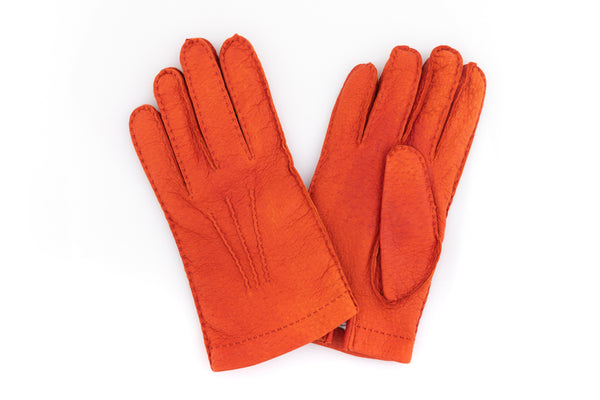 Orange Peccary Gloves