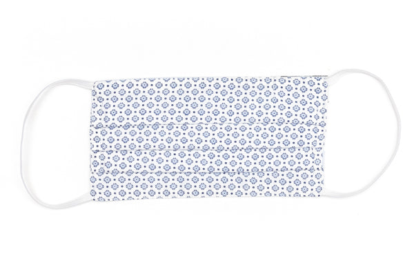 White and Blue Patterned Mask