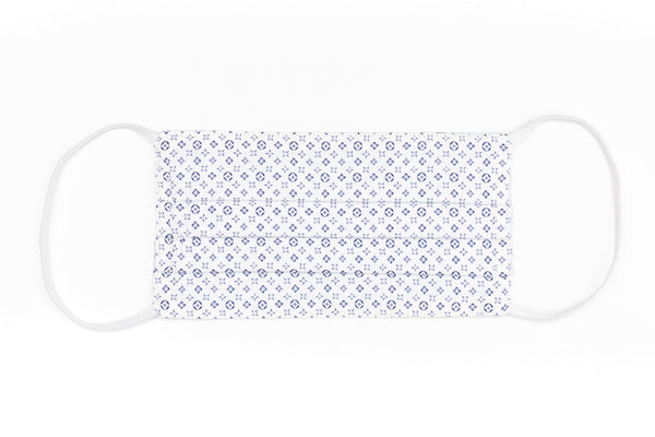 White and Sky Blue Patterned Mask