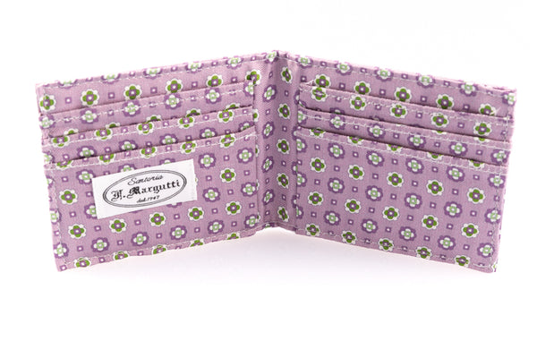 Pink card holder in pure silk