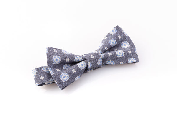 Denim Silk Linen Bow Tie