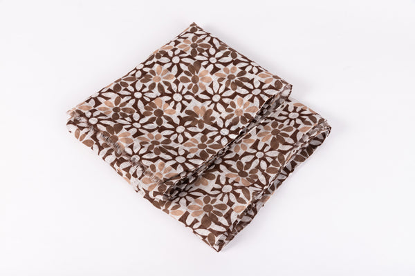 White brown scarf in pure linen