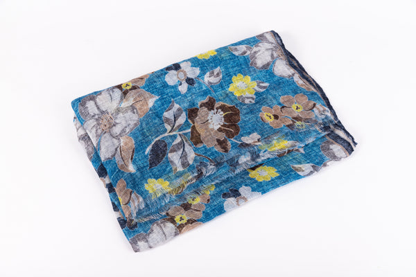 Light blue pure linen scarf