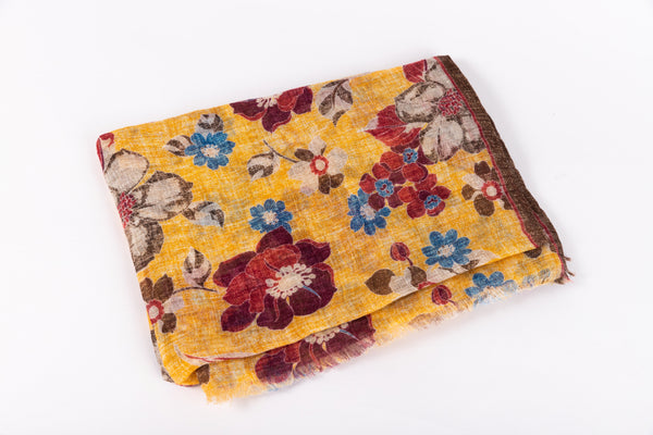 Yellow pure linen scarf