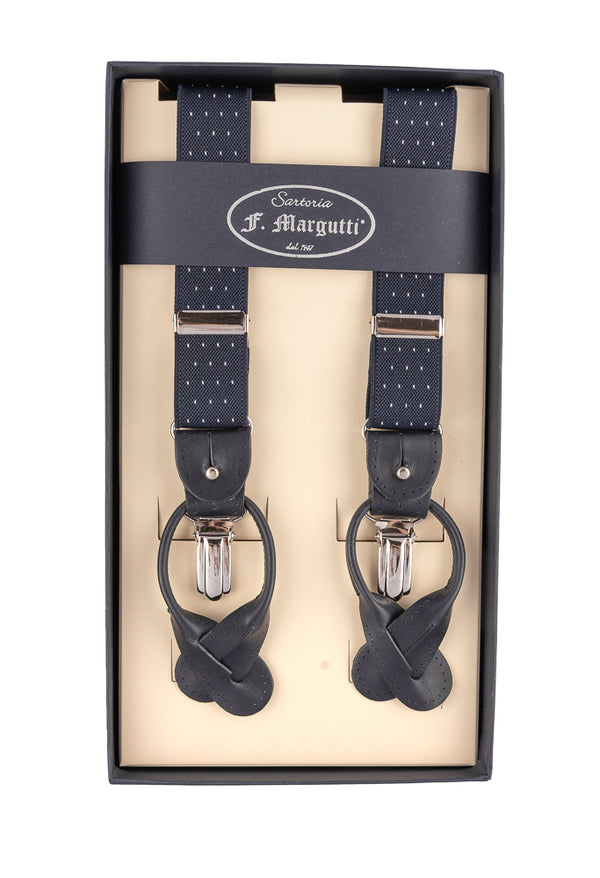 Blue polka dot suspenders