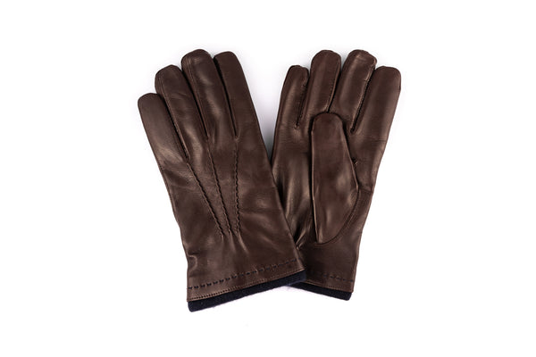 Chocolate-colored leather gloves