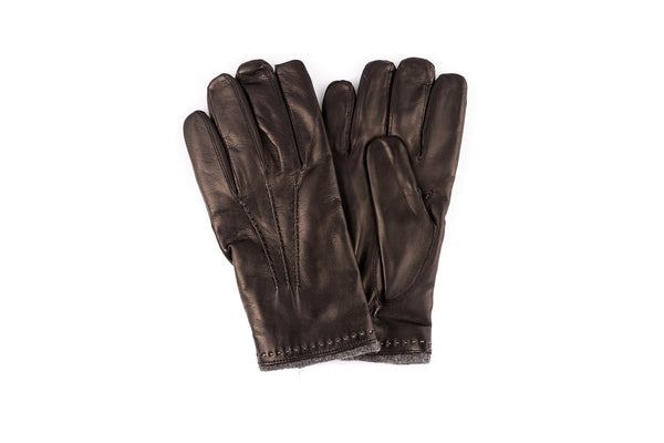 Shiny black leather gloves