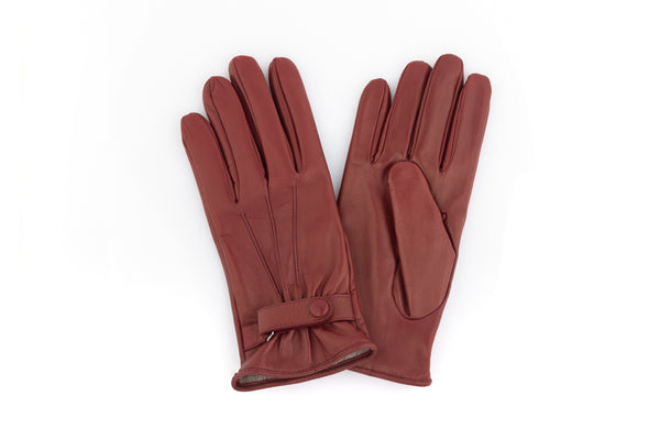 Ruby red leather gloves