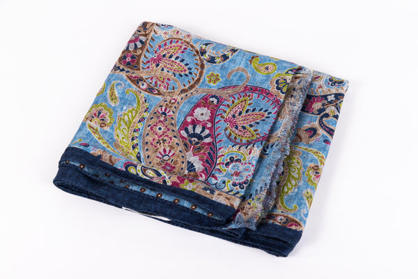 Light blue pure silk scarf