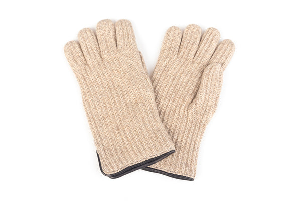 Beige cashmere wool gloves