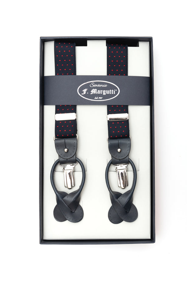Blue micropois red suspenders