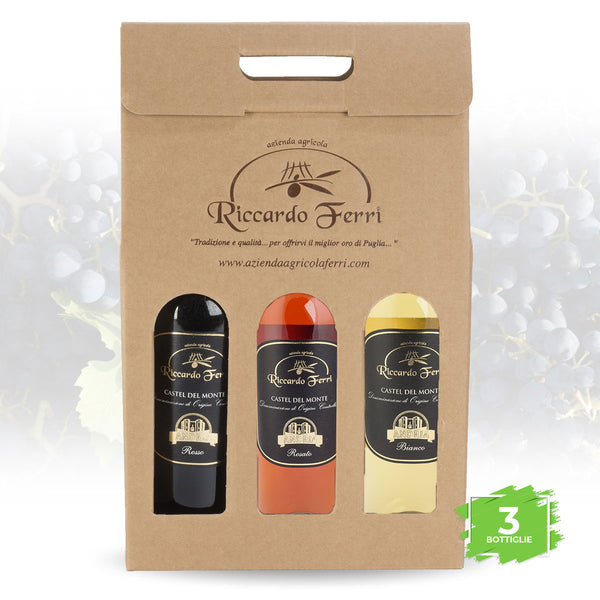Case with 3 750ml bottles of D.O.C. wine Castel del Monte MIX