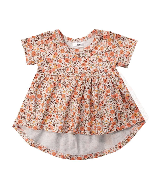 Short Sleeve Tunic - Orange Flowers