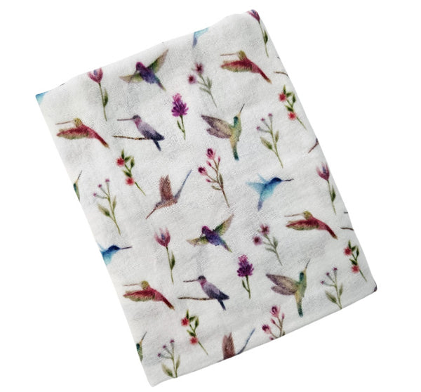 Children's Premium Muslin Tetra Diaper 65x65cm - Birds and Flowers