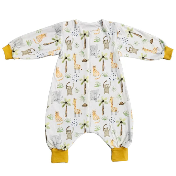 Tanja two-layer sleeping bag with legs and sleeves - Safari animals