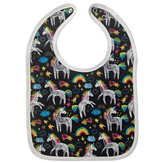 Bib with Waterproof Backing - Unicorn and Rainbow