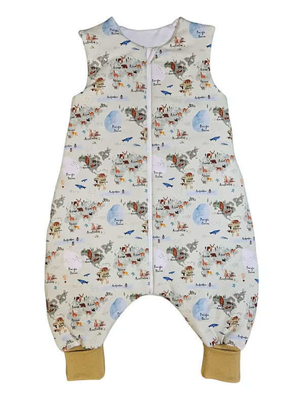 Thick Cotton Sleeping Bag with Legs and Filling - Map of the World