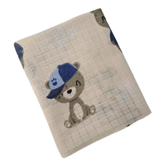 Children's Cotton Tetra Diaper 70x70cm - Bear with Cap
