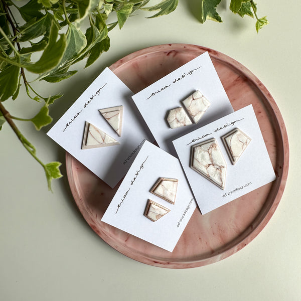 Asymmetric . Limited Edition | Earrings Marble Rosegold