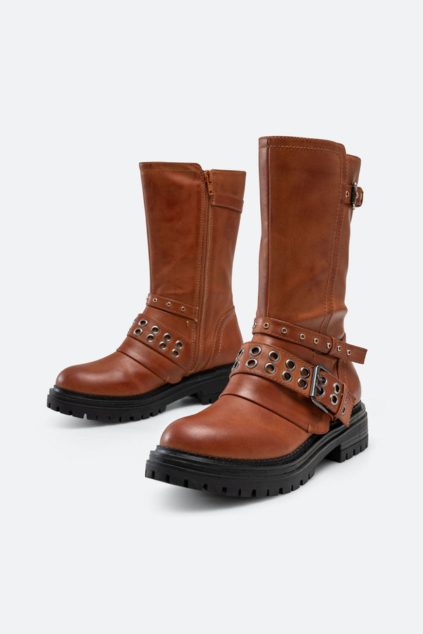 Melfort Ankle Boot in Faux Leather Color Tan