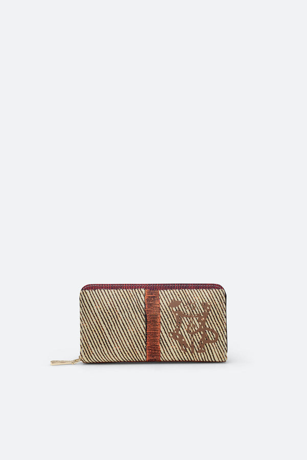 Large Wallet with Zip Maya Check Print and Black Leather Interior