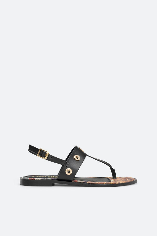 Arica black sandal with printed Planetarium classic sole