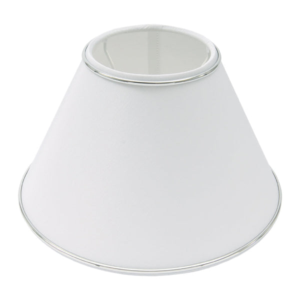 Vari Paralumi Superiori Rotondi – Ø20 cm - Chintz - Bianco con Bordo Argento - Lucido