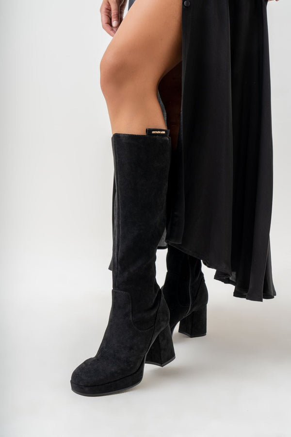 High Black Suede Boot