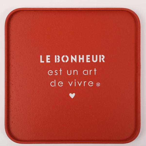 Cork tray 30x30cm happiness is an art of living