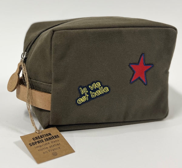 Oscar Small Pouch with Patches Life is Beautiful