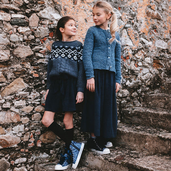 WIDE BLUE VELVET PANTS