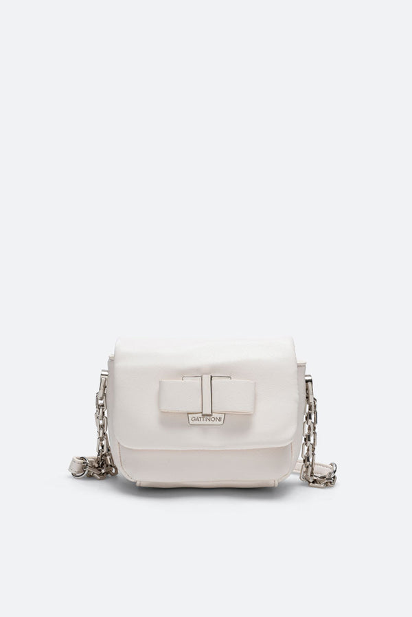 Bow S. Flap Bag PU White