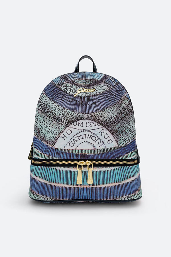 Planetarium M Backpack PVC Planetarium/Leather Acquamarine/Dk Navy