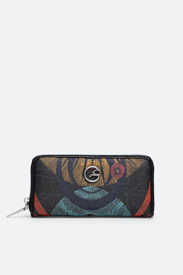 Planetarium L  Zip Wallet PVC Planetarium/Leather Planet.Black Print